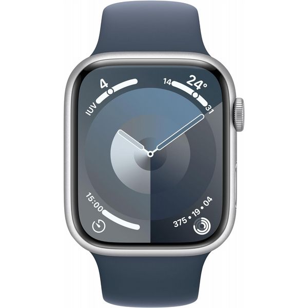 Refurbished Apple Watch S9 45mm Silver case, Blue Strap. Grade A