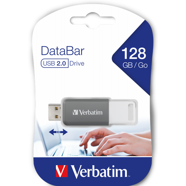 Verbatim Databar USB Drive USB 2.0 128GB Grey 49456