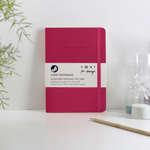 Make a Mark Notebook Recycled Leather A5 � Raspberry Pink
