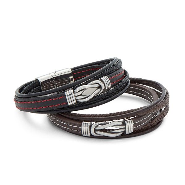 Equilibrium EQ For Men Leather Multi Bracelet Black