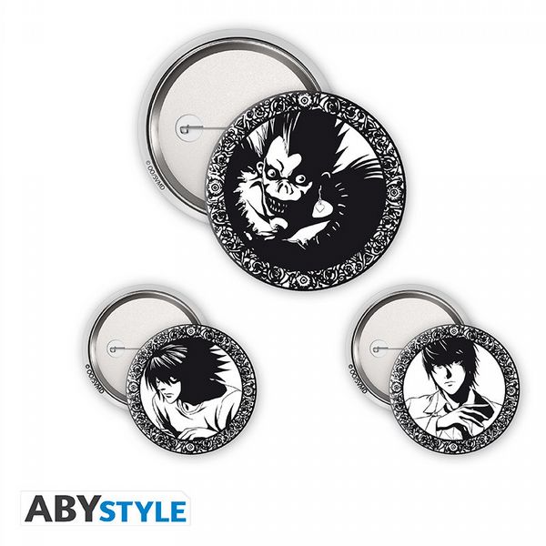Death Note Light, L & Ryuk 3 Badge Pack