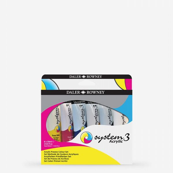 Daler-Rowney : System3 : Acrylic Paint : 59ml : Process Set of 6